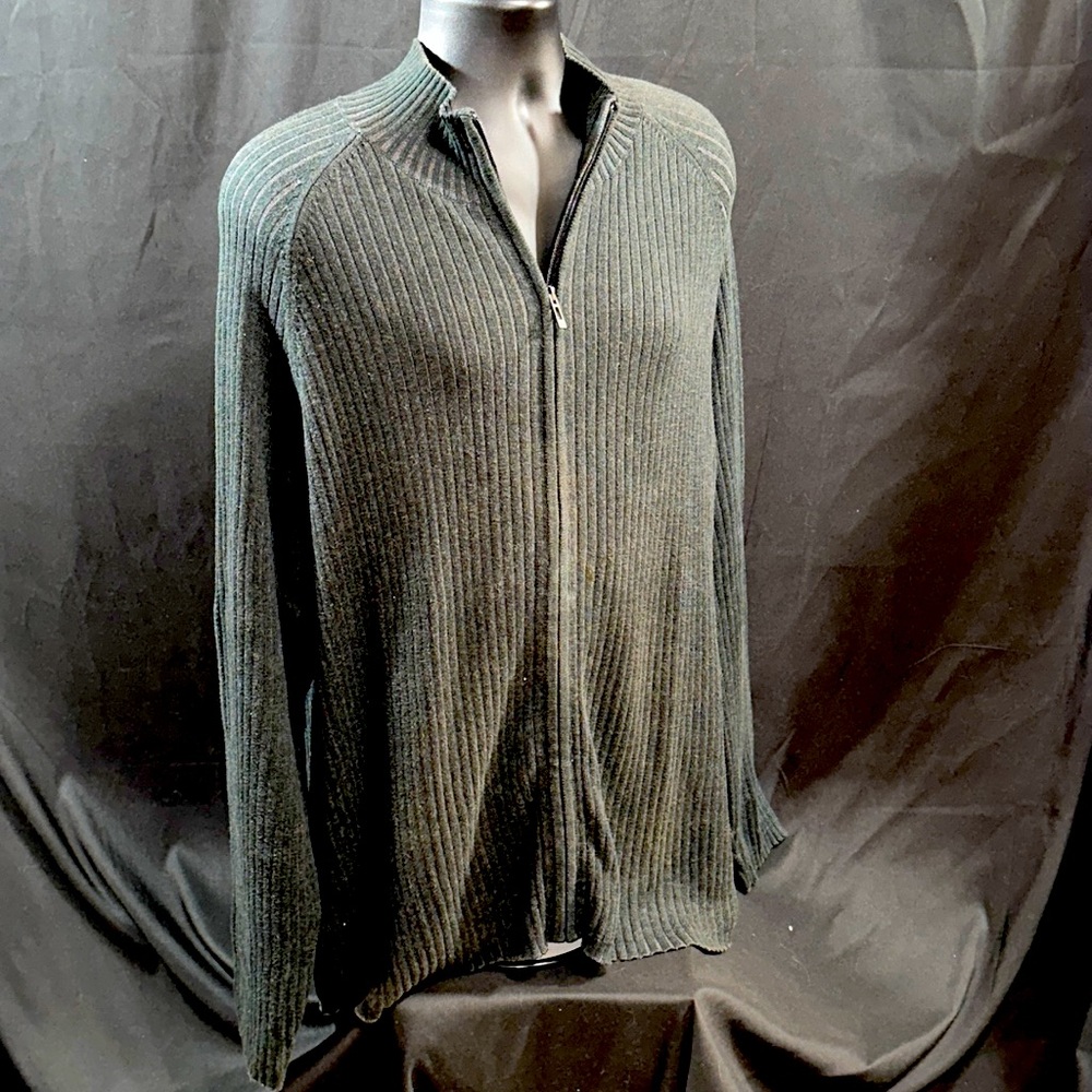 DKNY knitted zip up sweater. Grey. Size XXL